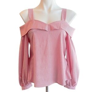𝅺LAUNDRY By Shelli Segal‎ Red and White stripe blouse